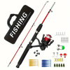 Picture of Ambidextrous Fiberglass Fishing Rod & Reel Combo Set with Tackle Box - Medium Light Power, 39.37-inch Telescopic Rod, Rotating Spool, Medium Fast Action - Portable Carp Fishing Gear for Travel