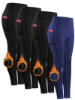 Picture of 4-Pack Women'S High-Waisted Fleece-Lined Compression Leggings - Thickened, Long Sports Pants for Fitness, Running, Yoga - Knit Polyester, Solid Color, All-Season, Non-Waterproof, No Belt - Tummy Control, Butt Lift with Pockets