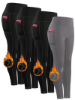 Picture of 4-Pack Women'S High-Waisted Fleece-Lined Compression Leggings - Thickened, Long Sports Pants for Fitness, Running, Yoga - Knit Polyester, Solid Color, All-Season, Non-Waterproof, No Belt - Tummy Control, Butt Lift with Pockets