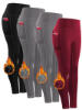 Picture of 4-Pack Women'S High-Waisted Fleece-Lined Compression Leggings - Thickened, Long Sports Pants for Fitness, Running, Yoga - Knit Polyester, Solid Color, All-Season, Non-Waterproof, No Belt - Tummy Control, Butt Lift with Pockets