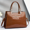 Picture of Classic Solid Color Shoulder Bag, Elegant Crocodile Pattern Top Handle Handbag For Women