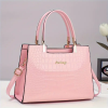 Picture of Classic Solid Color Shoulder Bag, Elegant Crocodile Pattern Top Handle Handbag For Women