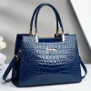 Picture of Classic Solid Color Shoulder Bag, Elegant Crocodile Pattern Top Handle Handbag For Women