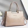 Picture of Classic Solid Color Shoulder Bag, Elegant Crocodile Pattern Top Handle Handbag For Women